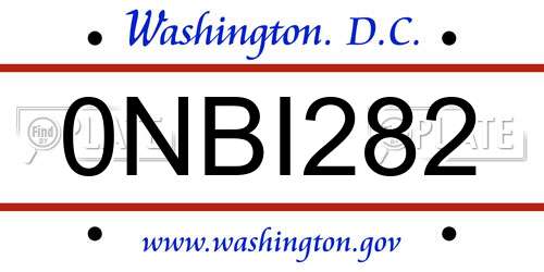 0NBI282 District Of Columbia License Plate
