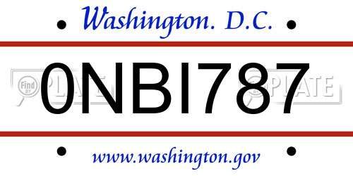 0NBI787 District Of Columbia License Plate
