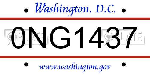 0NG1437 District Of Columbia License Plate