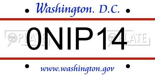 0NIP14 District Of Columbia License Plate