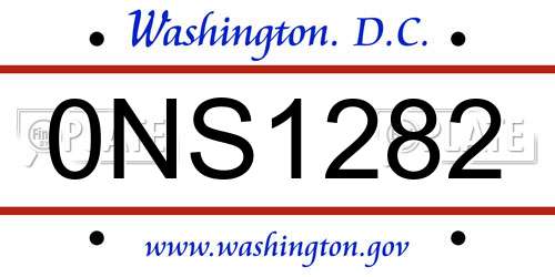 0NS1282 District Of Columbia License Plate
