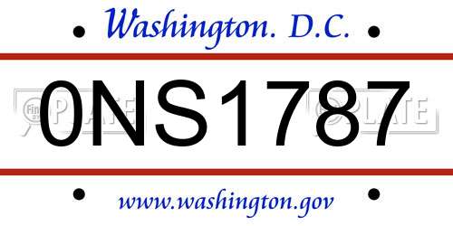 0NS1787 District Of Columbia License Plate