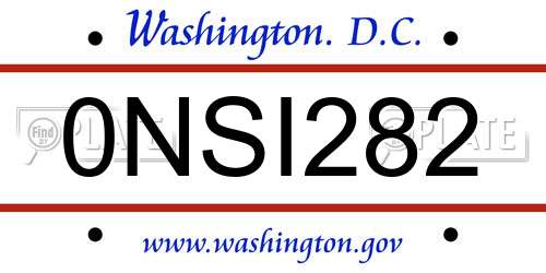0NSI282 District Of Columbia License Plate