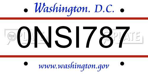 0NSI787 District Of Columbia License Plate