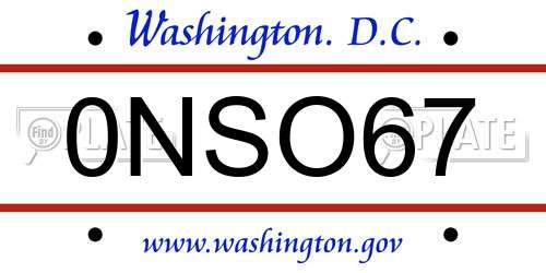0NSO67 District Of Columbia License Plate