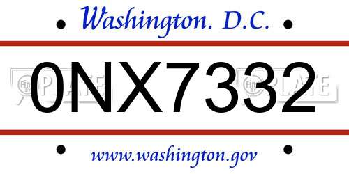 0NX7332 District Of Columbia License Plate