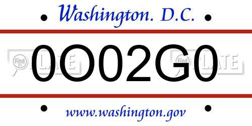 0O02G0 District Of Columbia License Plate