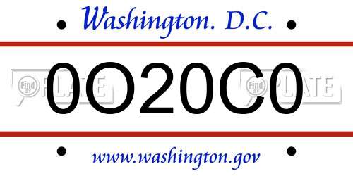 0O20C0 District Of Columbia License Plate