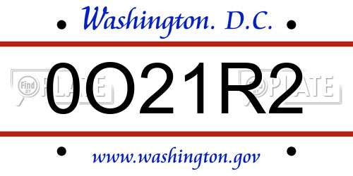 0O21R2 District Of Columbia License Plate