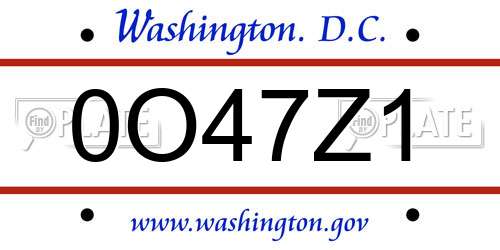 0O47Z1 District Of Columbia License Plate