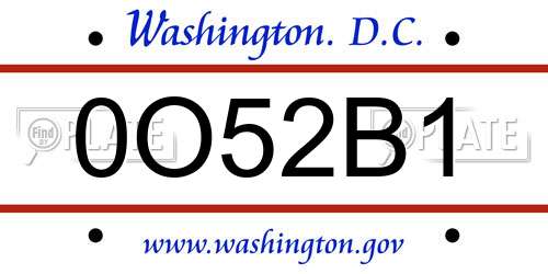 0O52B1 District Of Columbia License Plate