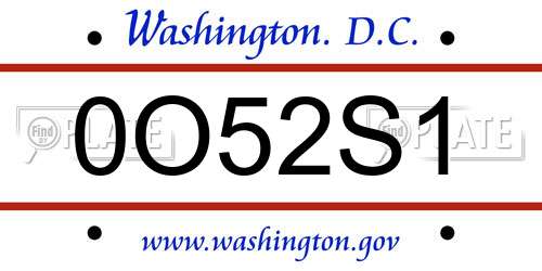 0O52S1 District Of Columbia License Plate