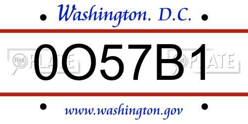0O57B1 District Of Columbia License Plate