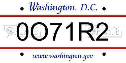 0O71R2 District Of Columbia License Plate