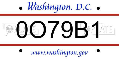 0O79B1 District Of Columbia License Plate