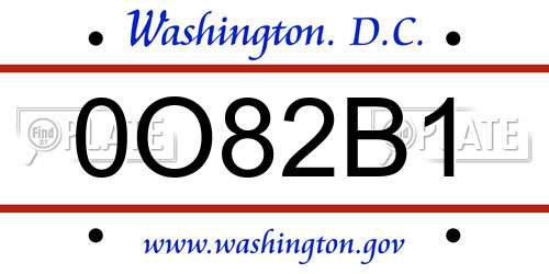 0O82B1 District Of Columbia License Plate