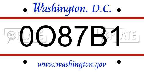 0O87B1 District Of Columbia License Plate