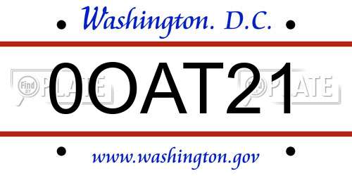 0OAT21 District Of Columbia License Plate
