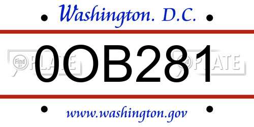 0OB281 District Of Columbia License Plate