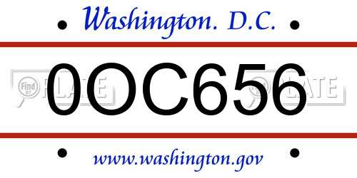 0OC656 District Of Columbia License Plate