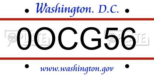 0OCG56 District Of Columbia License Plate