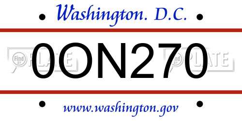 0ON270 District Of Columbia License Plate