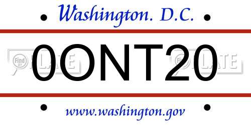 0ONT20 District Of Columbia License Plate