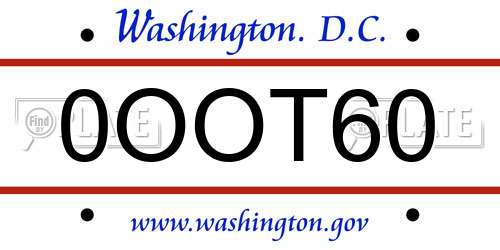 0OOT60 District Of Columbia License Plate