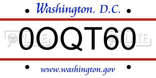 0OQT60 District Of Columbia License Plate