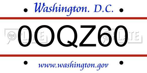0OQZ60 District Of Columbia License Plate