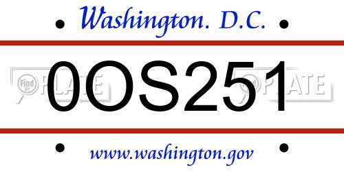 0OS251 District Of Columbia License Plate