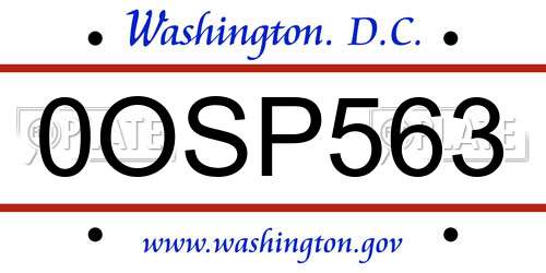 0OSP563 District Of Columbia License Plate