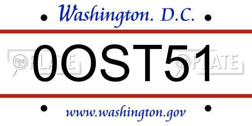 0OST51 District Of Columbia License Plate