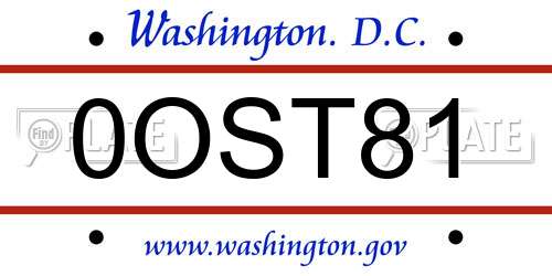 0OST81 District Of Columbia License Plate
