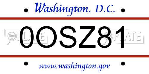 0OSZ81 District Of Columbia License Plate