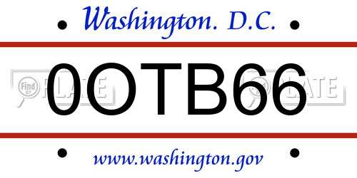 0OTB66 District Of Columbia License Plate