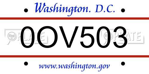0OV503 District Of Columbia License Plate