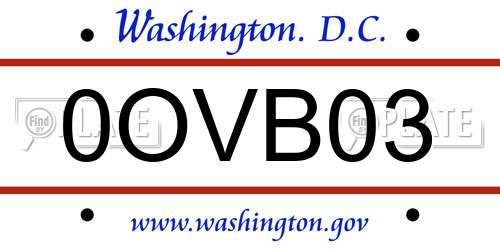 0OVB03 District Of Columbia License Plate