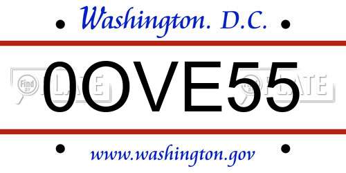 0OVE55 District Of Columbia License Plate