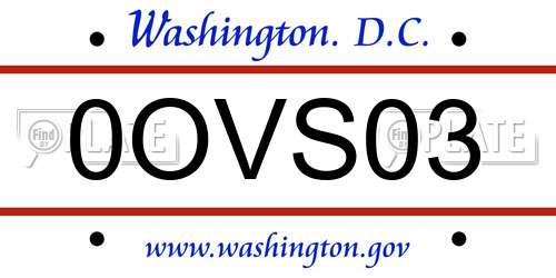 0OVS03 District Of Columbia License Plate