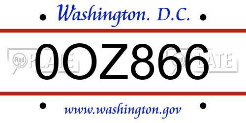 0OZ866 District Of Columbia License Plate