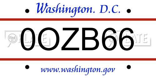 0OZB66 District Of Columbia License Plate