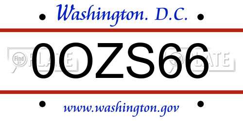 0OZS66 District Of Columbia License Plate