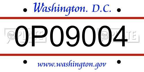 0P09004 District Of Columbia License Plate