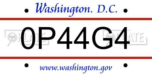 0P44G4 District Of Columbia License Plate
