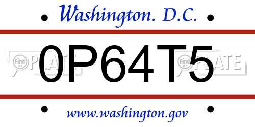 0P64T5 District Of Columbia License Plate