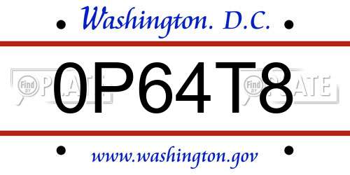 0P64T8 District Of Columbia License Plate