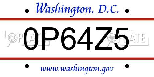 0P64Z5 District Of Columbia License Plate
