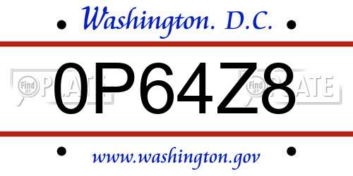 0P64Z8 District Of Columbia License Plate