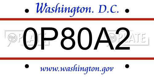 0P80A2 District Of Columbia License Plate